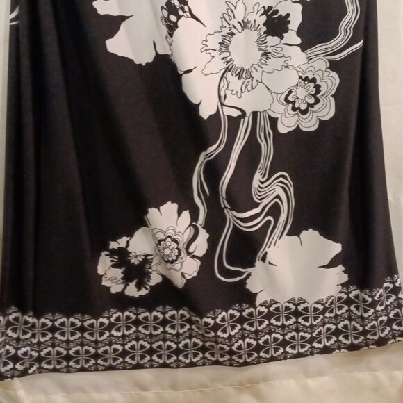 Olivia Matthews Black And White Haulter Top Large Floral Print Maxi Dress Sz XL - Picture 6 of 7